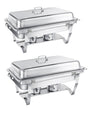 WENMILY Chafing Dish Set Warmhaltebehälter – 2x Quadrat Silber 9L