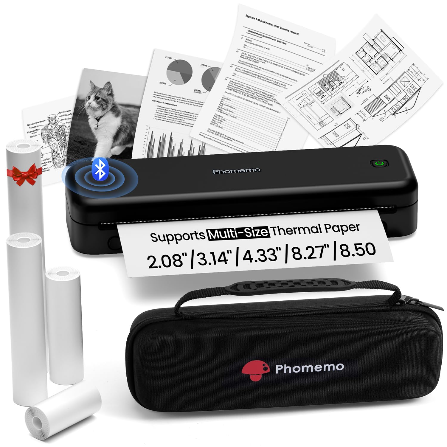 Phomemo M834 Thermodrucker A4, tragbarer Drucker mit Tragetasche
