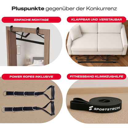 Sportstech Pullmate Klimmzugstange Türrahmen ohne Schrauben, 58–92 cm