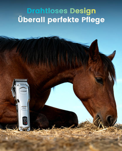 oneisall Pferdeschermaschine PC18, kabellos, mit 6 Aufsätzen