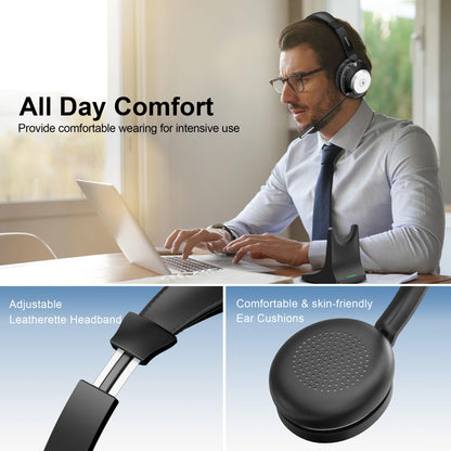Wantek 882BT Bluetooth Headset mit Mikrofon und Ladestation