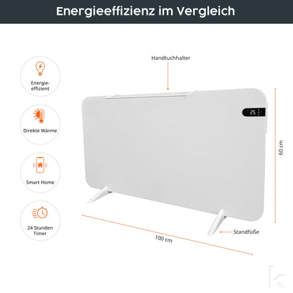 Könighaus 800W Smart Dual-Infrarotheizung V2 Heizkörper - Weiss