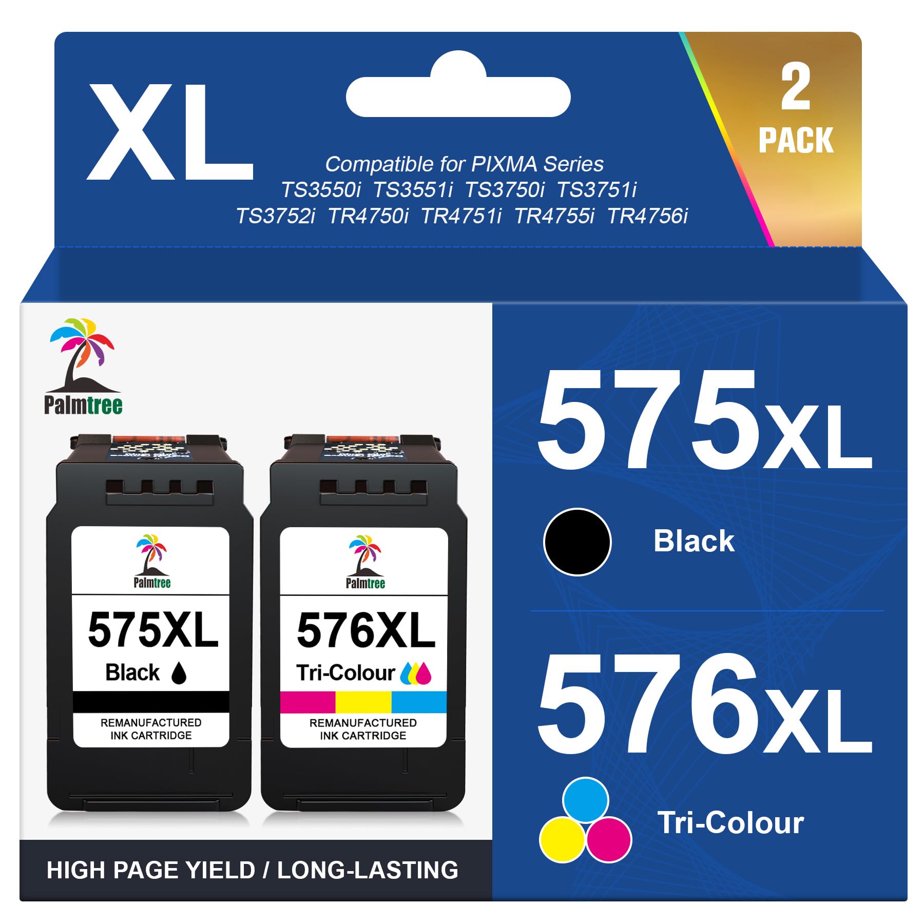 Palmtree 575XL 576XL Druckerpatronen kompatibel für Canon PIXMA, Set in Schwarz und Farbe