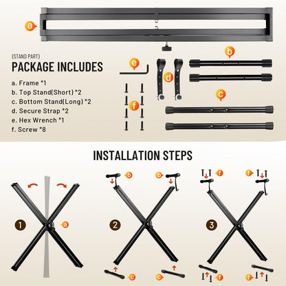 CAHAYA Keyboardständer Set mit Bank – Doppel-X Schwarz