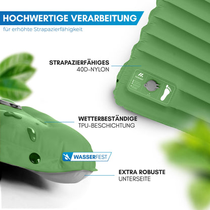 NORDMUT Isomatte Selbstaufblasend 10cm Camping - Grün