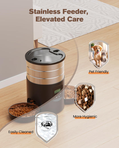 Futterautomat Katze 5L – Edelstahl, Timer & 2 Näpfe