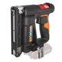 WORX NailForce Akku Nagler Tacker 20V WX843.9 – Ohne Akku. Grüner, pistolenförmiger Tacker. Setzt Nägel/Klammern.