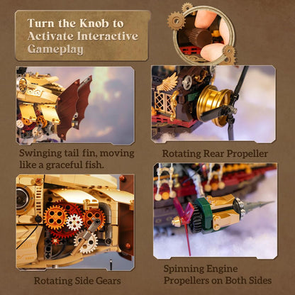 PANTASY Steampunk-Luftschiff Modellbausatz – Zweilagiger Zeppelin