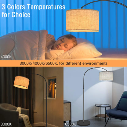 Fortand Bogenlampe LED Stehleuchte – Modern Leinen-Schirm