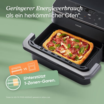 COSORI Dual Blaze TwinFry 10L Heissluftfritteuse – 2 Kammern Schwarz
