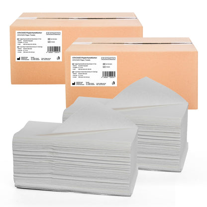 ARNOMED Papierhandtücher ZZ-Falz, 25 x 23 cm, 10000 Stück, 1-lagig – vorgefaltete Falthandtücher in Natur