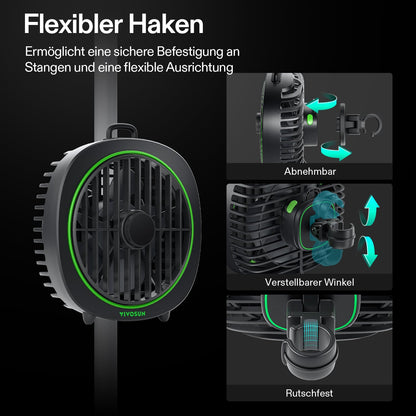 VIVOSUN AeroWave D4 Clip Ventilator 10 cm, 3 Stufen, schwarz, 2er-Pack