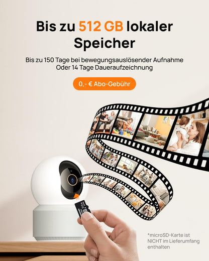 Anona Pano 4K UHD Indoor-Überwachungskamera 4er-Pack mit Wi-Fi 6