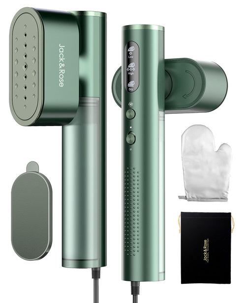 Jack & Rose K1 Reise-Dampfglätter 2-in-1 Steamer für Kleidung, grün, mit Keramik-Heizplatte