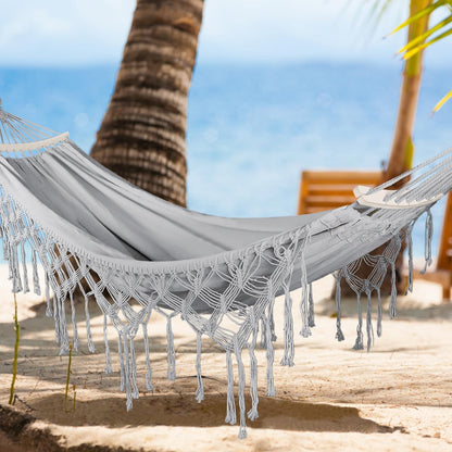 MOSFiATA Hängematte Boho-Stil mit gebogener Holzstange, 290 x 150 cm