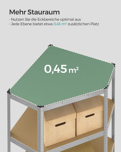 SONGMICS Eckregal 5 Ebenen, Schwerlastregal aus Metall, 875 kg