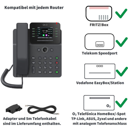 GEQUDIO GA-3 Festnetztelefon schnurgebunden mit Anrufbeantworter