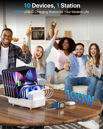 SooPii Multi-Ladestation 10 Port USB C 100W PD – Weiss