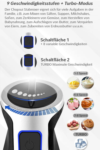 Lehmann Chopsui Stabmixer Set 1200 W mit Turbofunktion