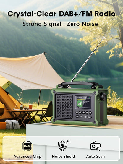 ROCAM CR1030DAB DAB+ Kurbelradio mit Bluetooth, Solar & 12000 mAh Akku