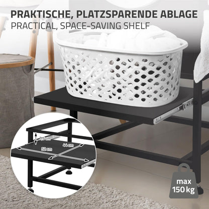 ML-Design Waschmaschinen-Untergestell mit ausziehbarer Ablage - Schwarz