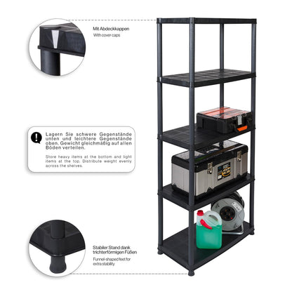 Kreher Spar-Set 2x Kunststoffregal Kellerregal Schwarz – 150 kg