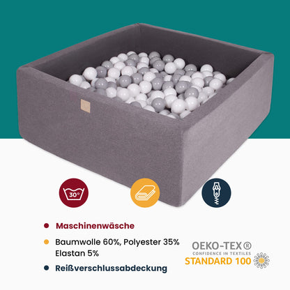 MEOWBABY Bällebad Kinder Bällebecken – Quadratisch 90x90cm Hellrosa