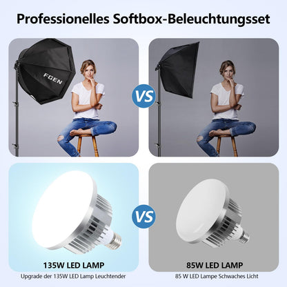 FGen Softbox Set LED Fotolicht – 70cm Achteckig 135W