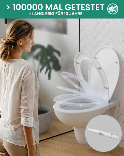 Anycee WC-Sitz mit Absenkautomatik aus Duroplast, oval, weiss