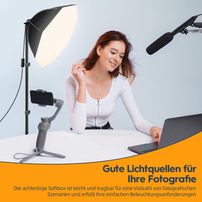 FGen Softbox Fotostudio Set SFB630 mit 60 W LED und 150 cm Stativ