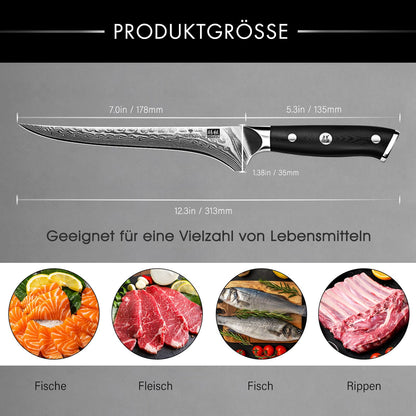 SHAN ZU Damast Filetiermesser PRO Series Fischfiliermesser – 18 cm