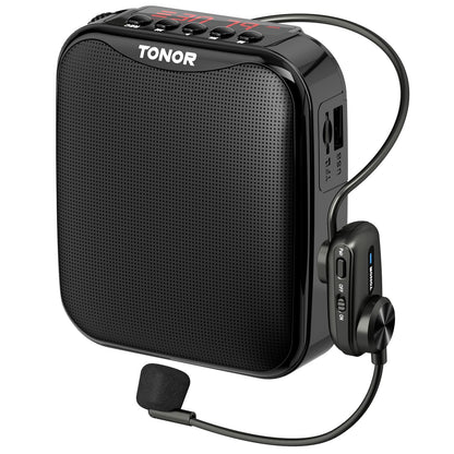 TONOR K11 Sprachverstärker tragbar mit Bluetooth und Wireless Headset, LED-Display und Gürtelclip