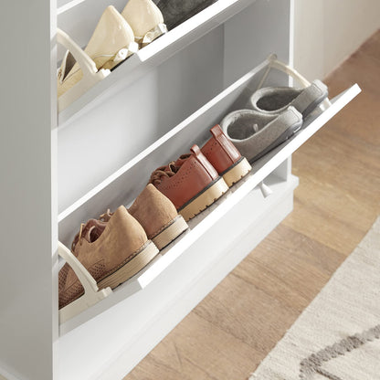 SoBuy FSR99-W Schuhkipper 2 Klappen Schuhschrank schmal weiss