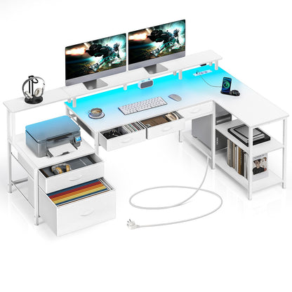 Rolanstar Gaming L-Schreibtisch 163 cm reversibel – Weiss