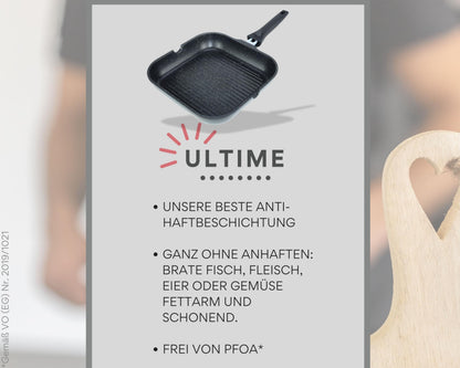 DIVORY Grillpfanne 28 cm mit abnehmbarem Griff, induktionsgeeignet