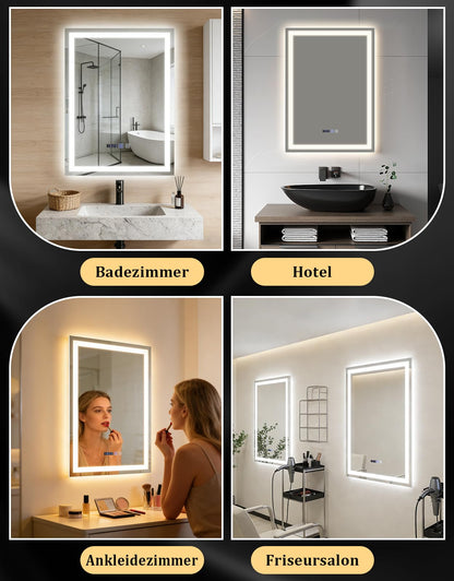Mursche LED Badspiegel 50x70 cm mit Beleuchtung und Touch-Schalter