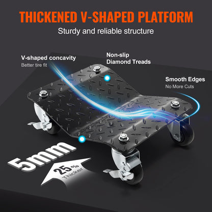 VEVOR Tragbarer Reifenwagen Notfallwagen 4er Set 3000 kg Schwarz