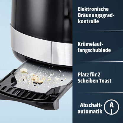KHG Frühstücksset Wasserkocher Toaster Kaffeemaschine 3-teilig - Schwarz