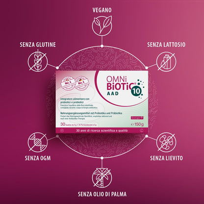OMNi BiOTiC 10 AAD Probiotika Pulver, vegan, 30 Beutel à 5 g