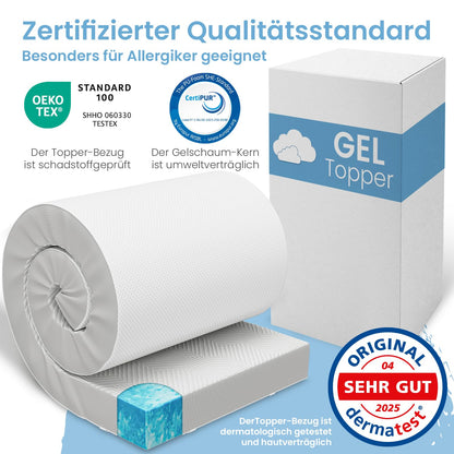 ELONEO Gel Topper 90x200 cm – Matratzentopper 8 cm Gelschaum
