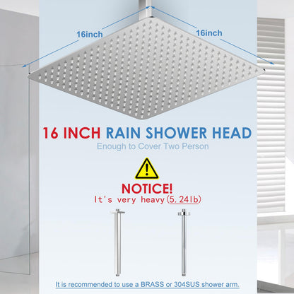 KINLIV Regenduschkopf 40cm Eckig - Poliertes Chrom