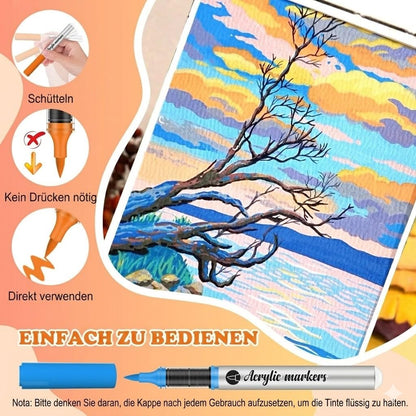 Vozuna Acrylstifte Set, 120 Farben, wasserfest, Pinselspitze