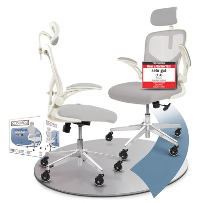 CLOUVOU SmartSeat Ergonomischer Büro- & Gaming-Stuhl 150 kg, schwarz, mit ergonomischer Rückenlehne für langes Sitzen.