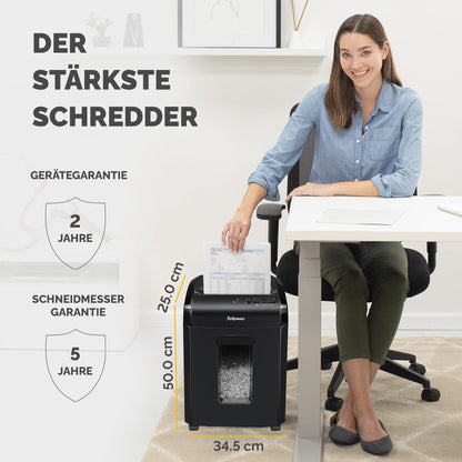 Fellowes Powershred 10M Aktenvernichter P5 Microcut – Schwarz