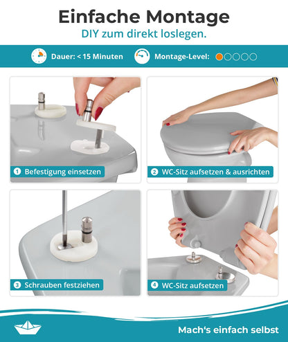 Calmwaters® Premium WC Sitz Duroplast oval - Manhattan-Grau