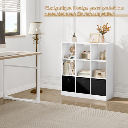 WOLTU Bücherregal SK041ws – 9 Fächer, 3 Schubladen Weiss