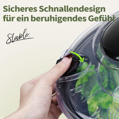 Peclio Salatschleuder Edelstahl 4,5 L mit Kurbelantrieb, Schwarz