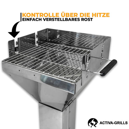 ACTIVA Saalfeld Holzkohlegrill aus Edelstahl mit verchromtem Grillrost