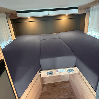 Dexitex Wohnmobil Spannbetttuch Set 4-teilig Antrazith – Mittelmatratze
