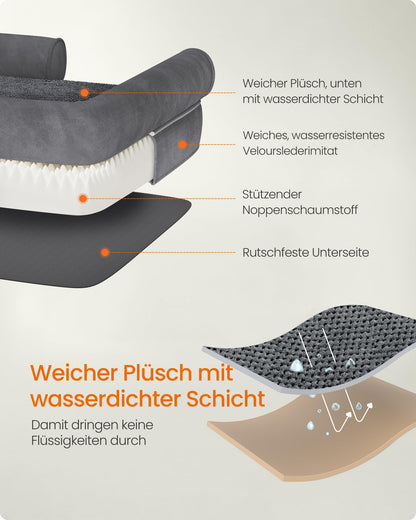 Feandrea Orthopädisches Hundebett, waschbar, 106 x 71 cm, dunkelgrau